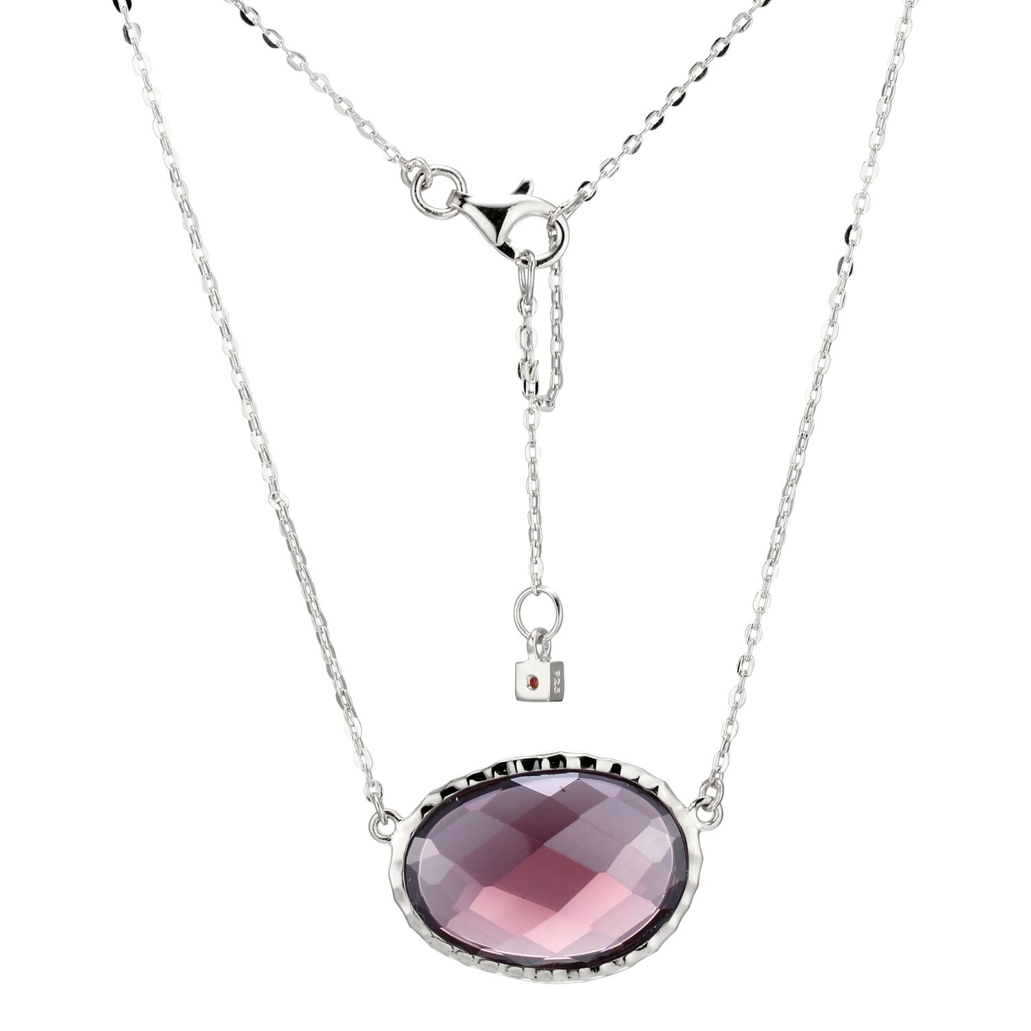 ELLE Fire & Ice Smoky Cubic Zirconia Oval Necklace - Silver