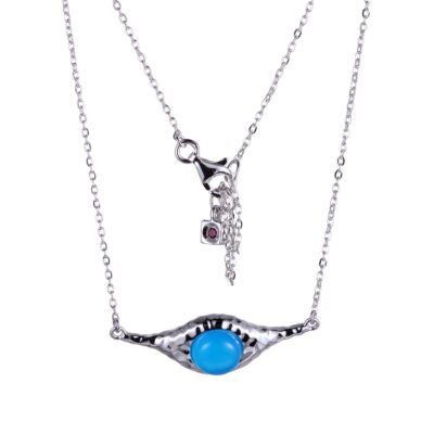 ELLE View Blue Chalcedony Necklace - Silver