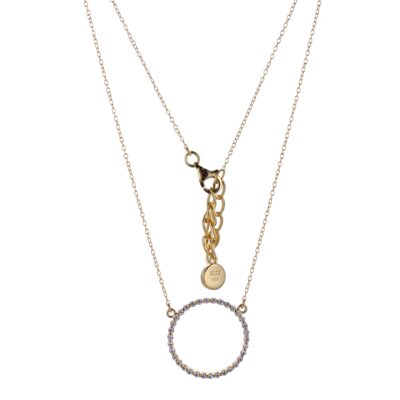 ELLE Rodeo Drive Cubic Zirconia Round Pendant Necklace - Gold