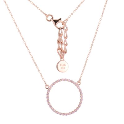ELLE Rodeo Drive Cubic Zirconia Round Pendant Necklace - Rose Gold
