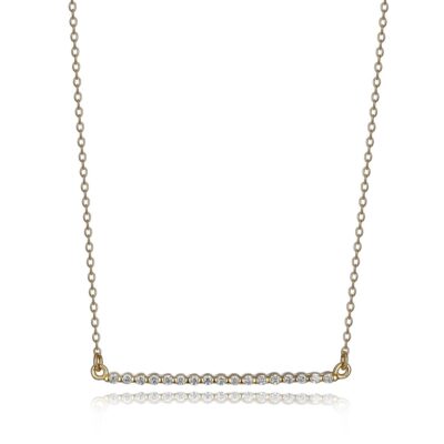 ELLE Rodeo Drive Cubic Zirconia Bar Pendant Necklacce - Gold