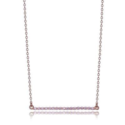 ELLE Rodeo Drive Pink Cubic Zirconia Bar Pendant  Necklace - Rose Gold