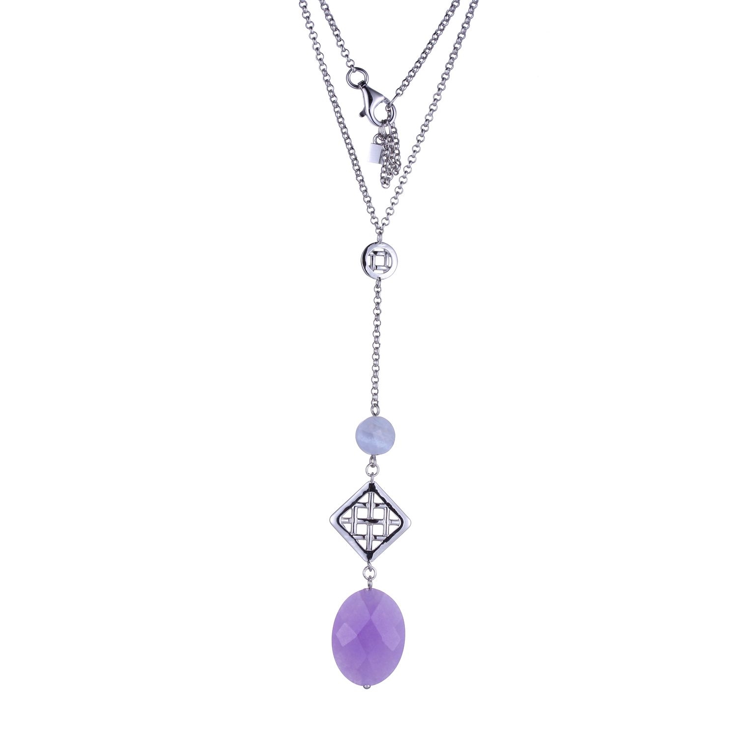 ELLE Secret Garden Purple Quartz and Agate Necklace - Silver