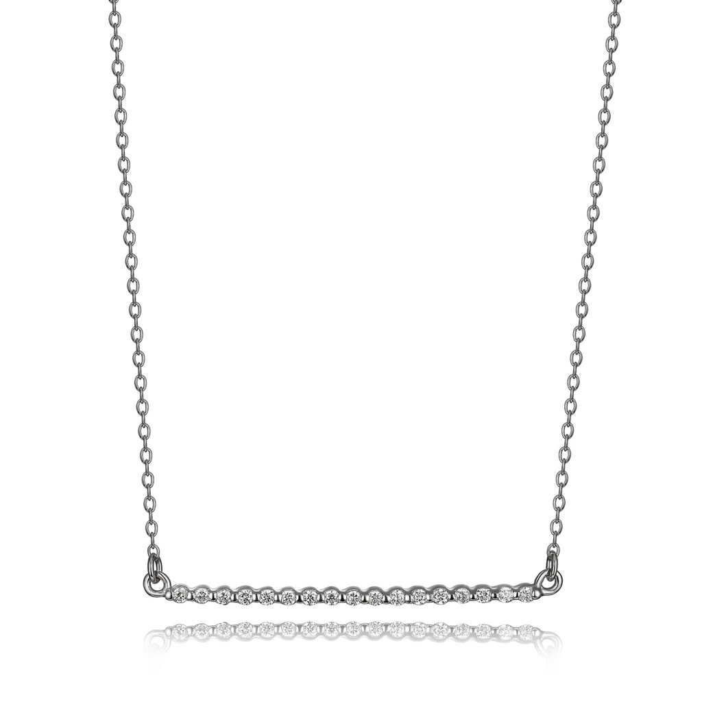 ELLE Rodeo Drive Cubic Zirconia Bar Necklace - Silver
