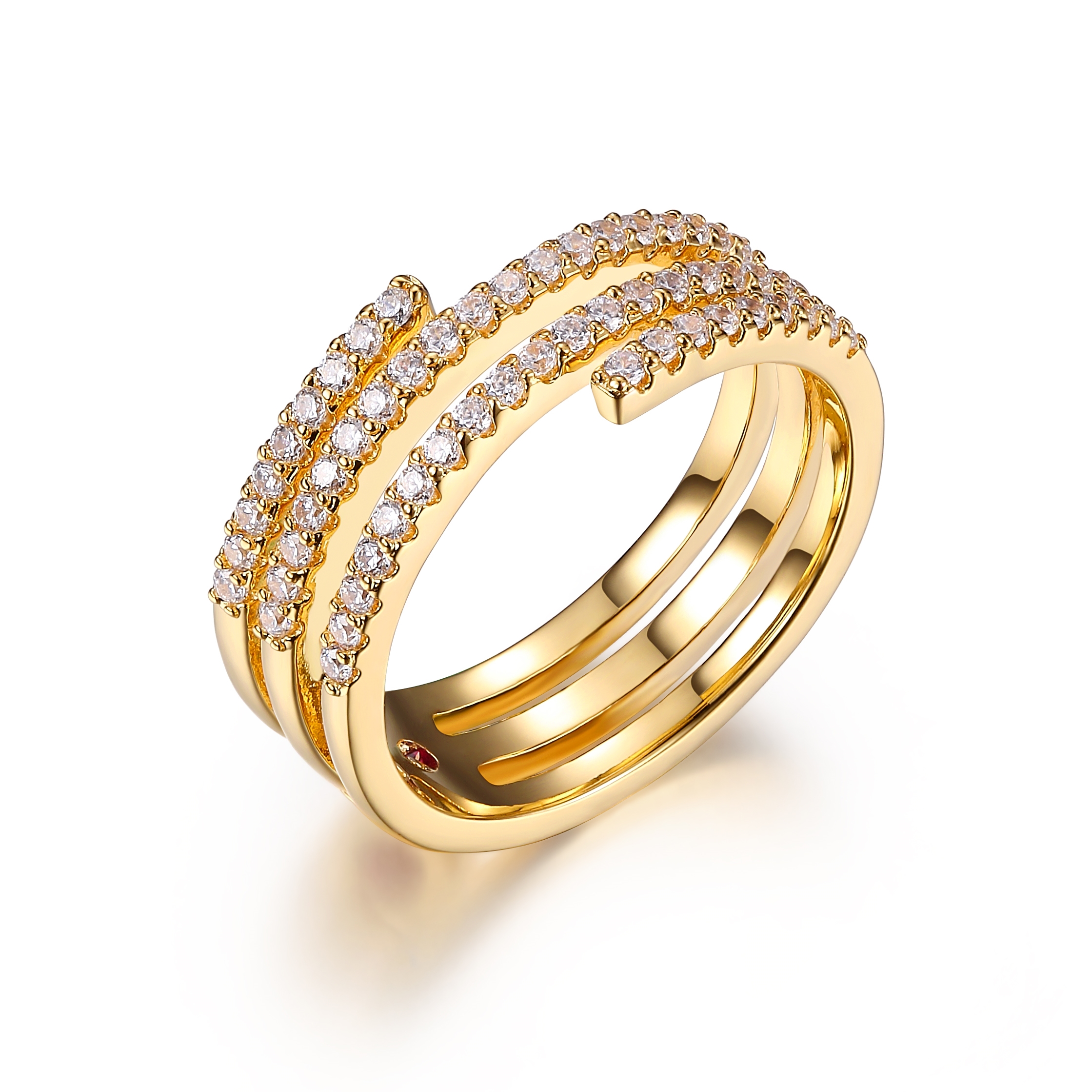 ELLE Rodeo Drive Cubic Zirconia Spiral Ring Size 7 - Gold