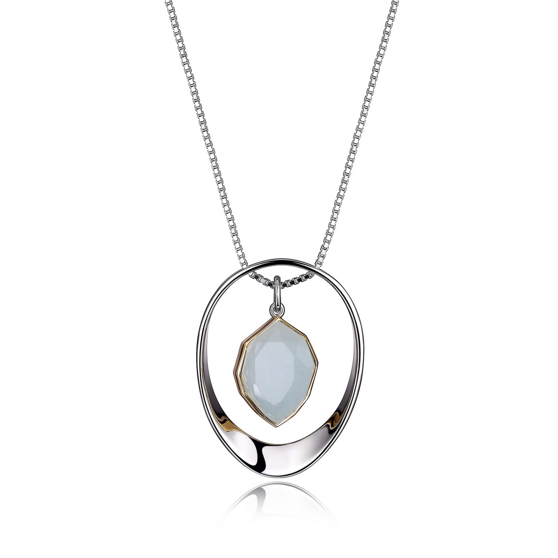 ELLE Meteor Dyed Aqua Quartzite Two Tone Necklace