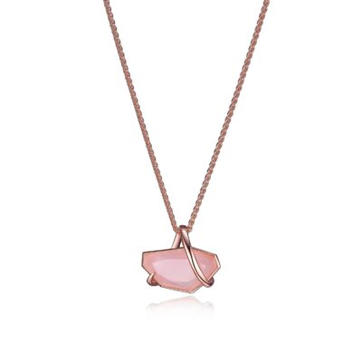 ELLE Bouquet Dark Rose Quartz Pendant Necklace - Rose Gold