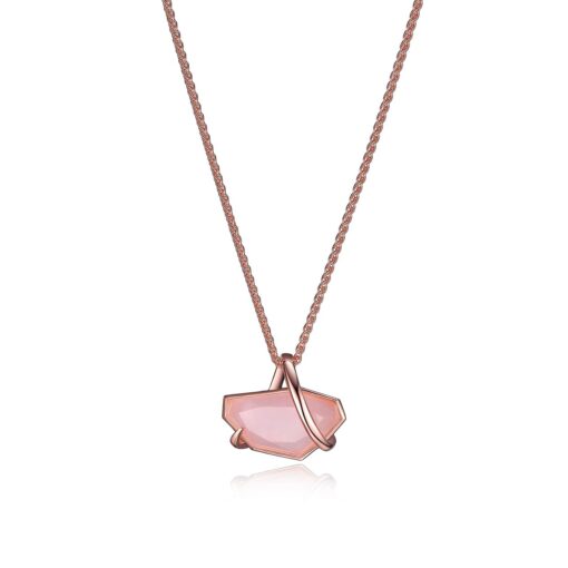 ELLE Bouquet Dark Rose Quartz Pendant Necklace - Rose Gold