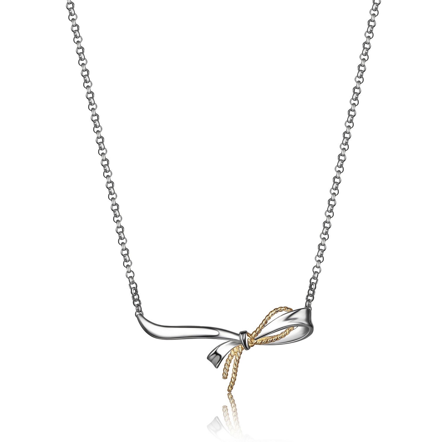ELLE Ribbon Two Tone Horizontal Necklace - Silver