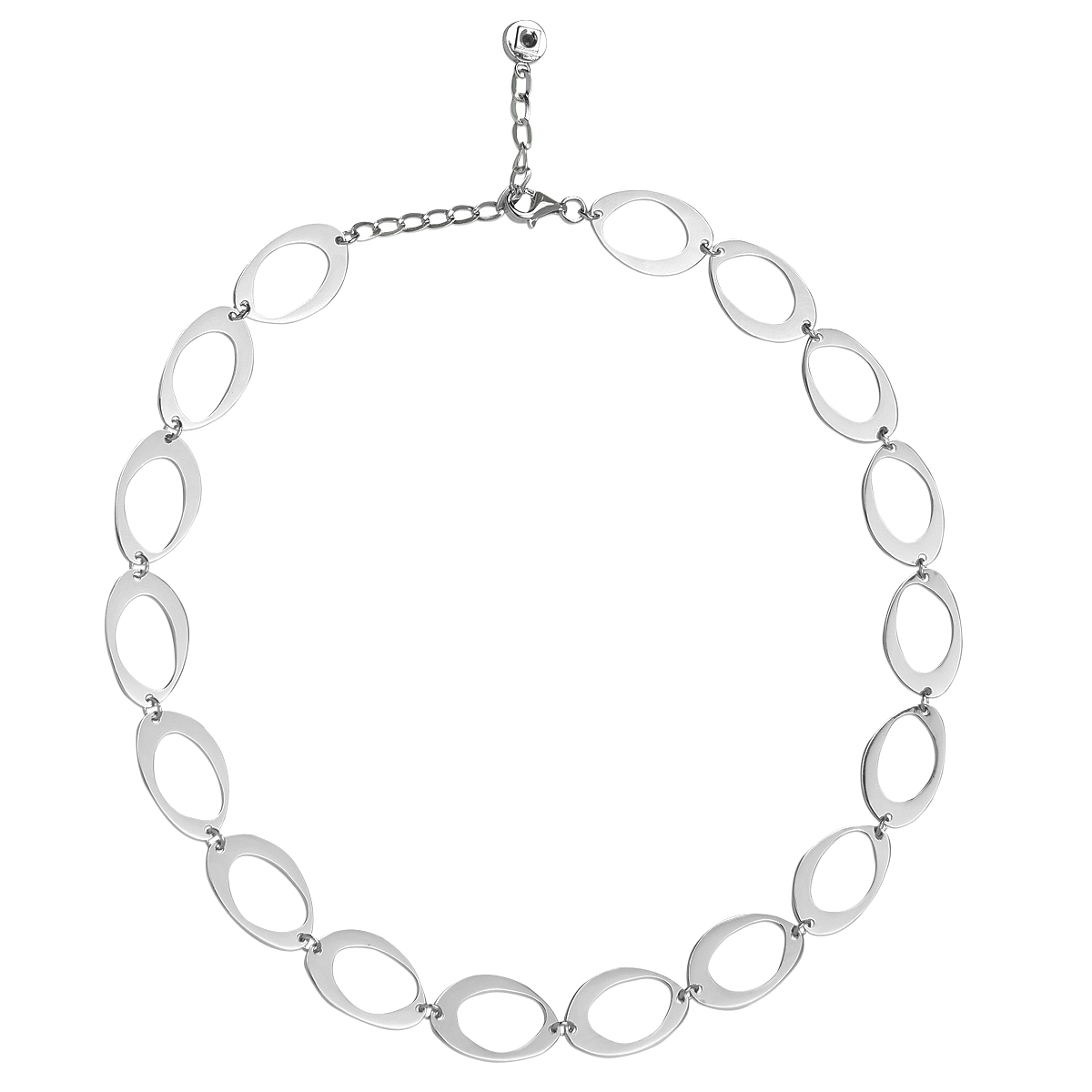 ELLE Escape Oval Link UP Collar Necklace - Silver