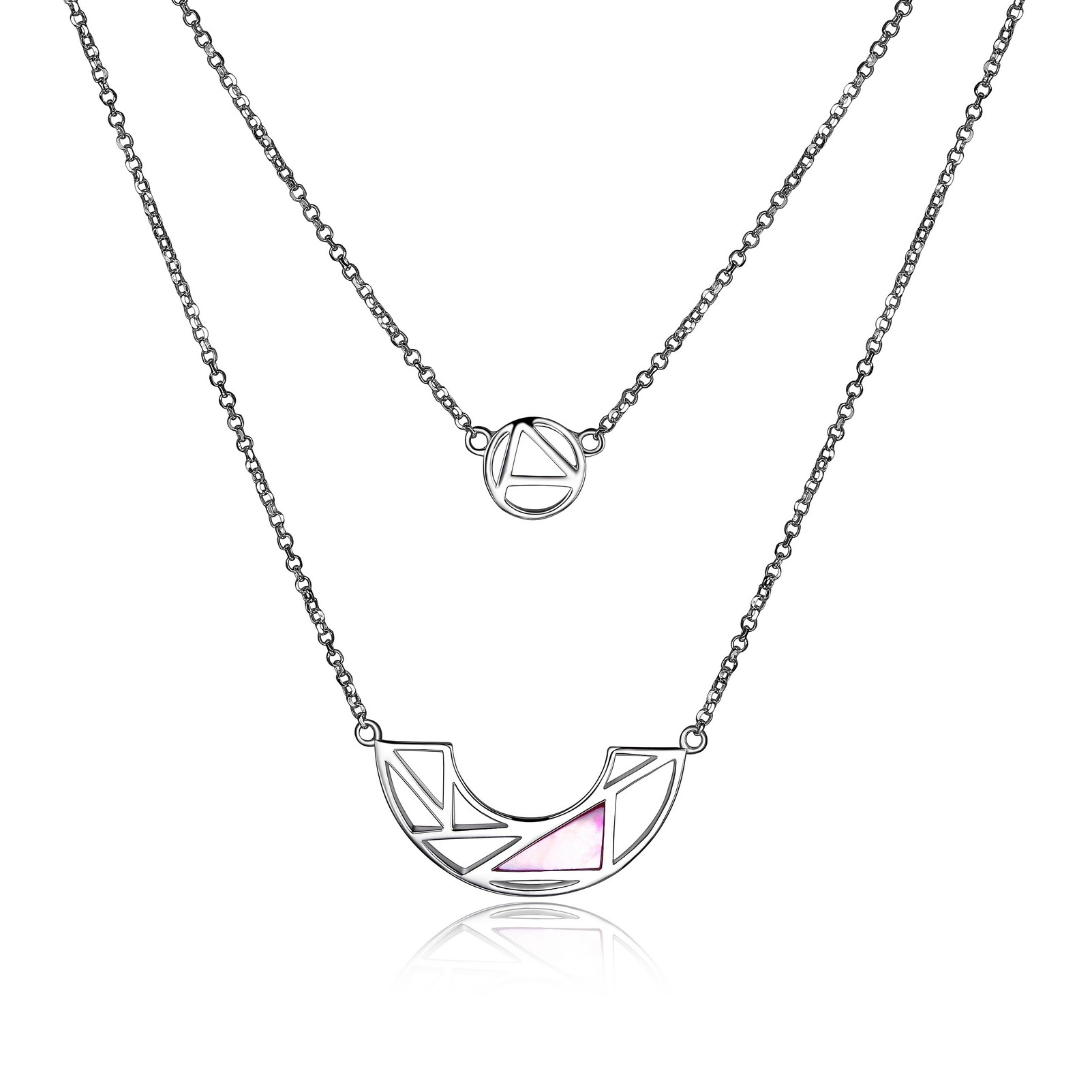 ELLE Charisma Mother of Pearl Curved Interchangeable Necklace - Silver
