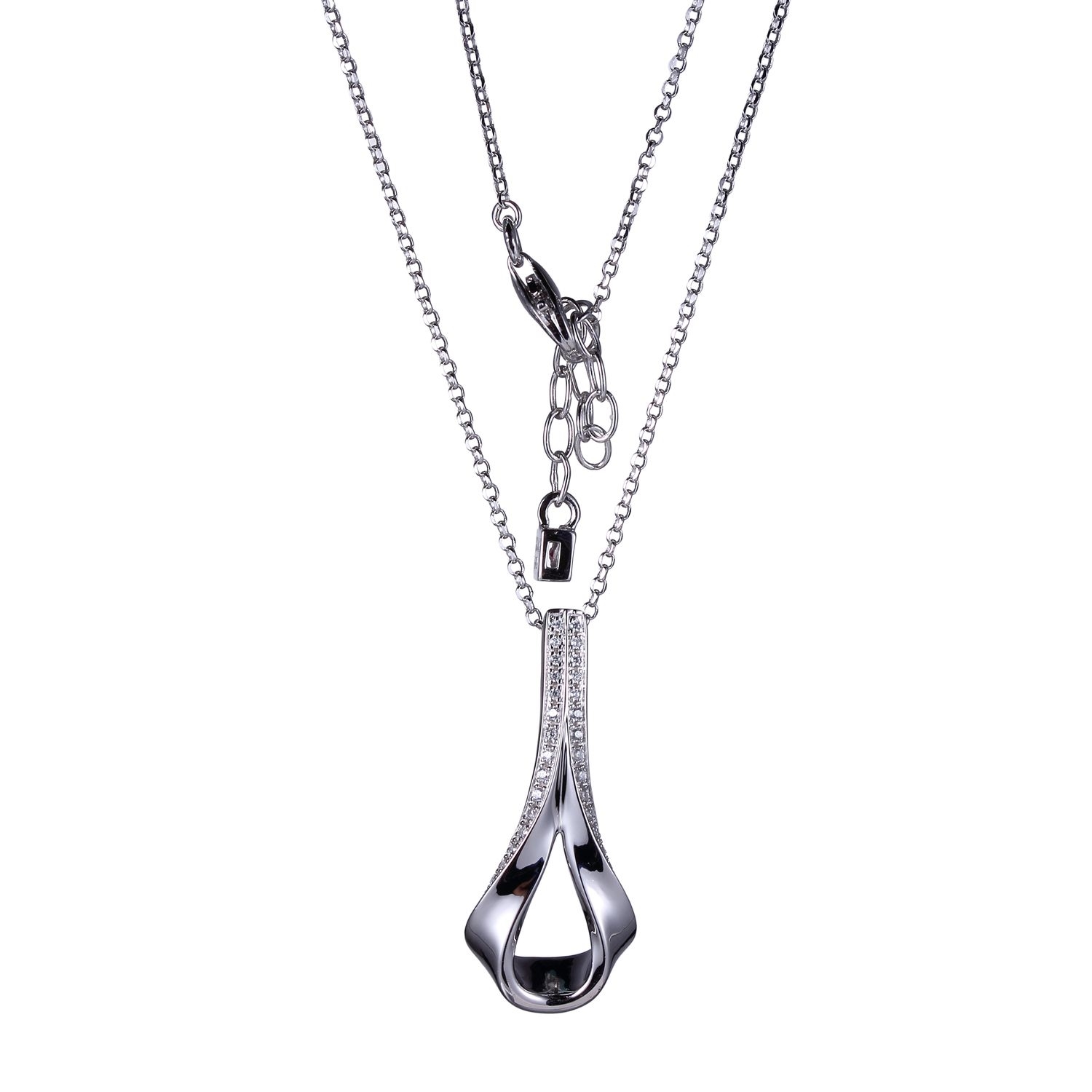 ELLE River Cubic Zirconia Pendant Necklace - Silver