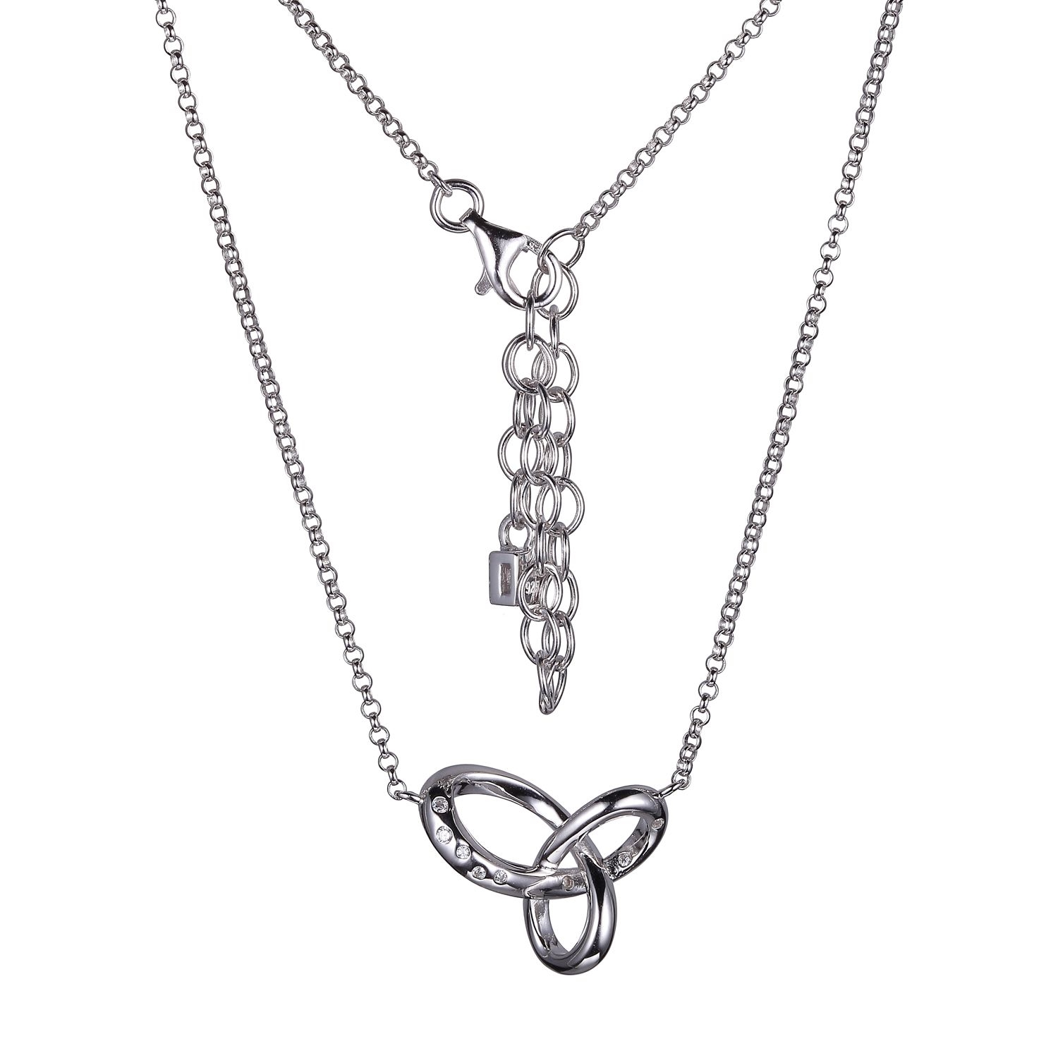 ELLE Trinity Knot Cubic Zirconia Necklace - Silver