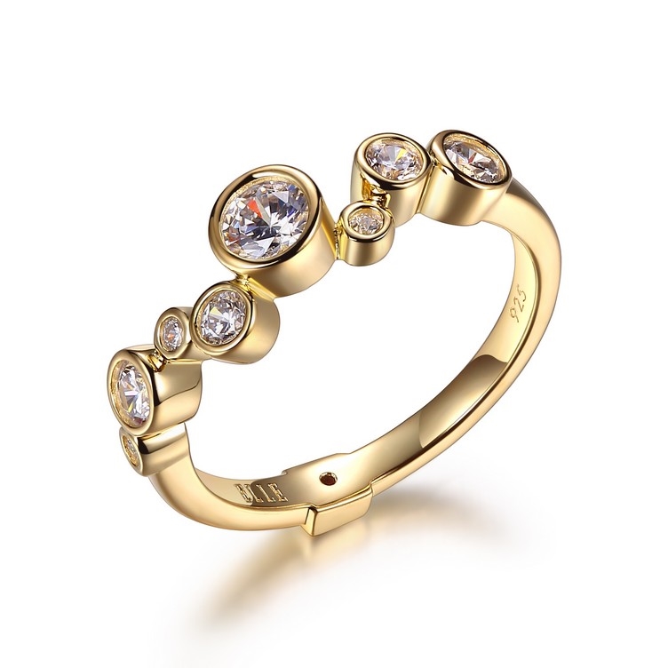 ELLE Bubble Round Cuboc Zirconia Ring Size 6 - Gold
