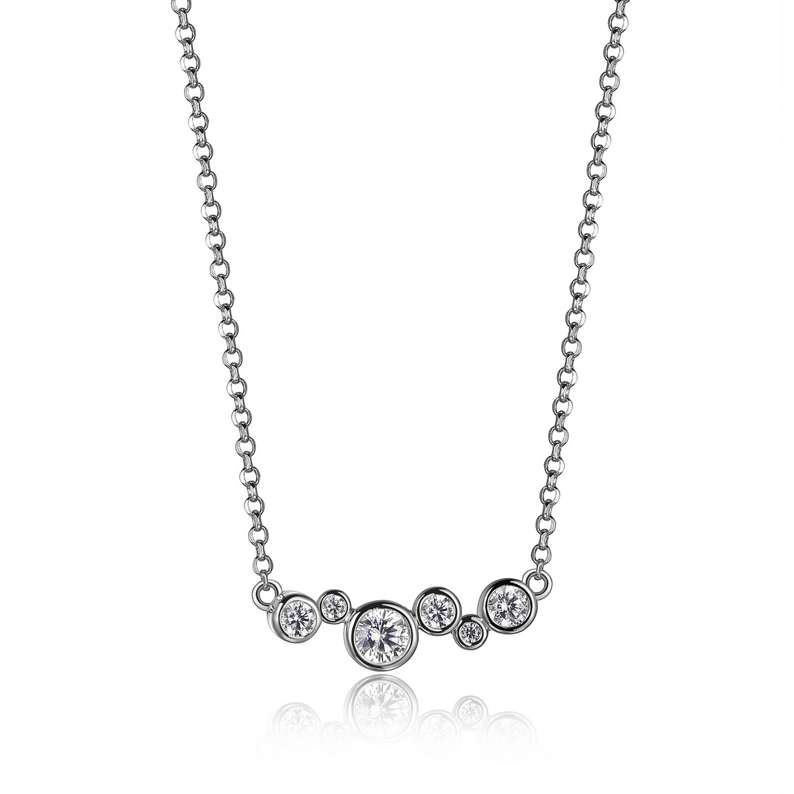 ELLE Bubble Cubic Zirconia Horizontal Bubble Necklace - Silver
