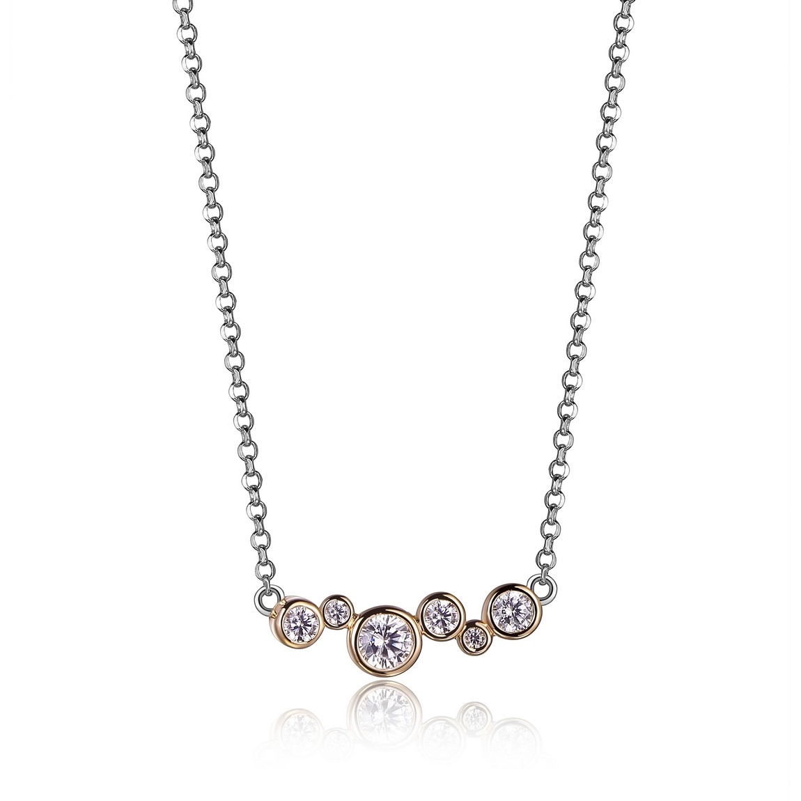 ELLE Bubble Cubic Zirconia Horizontal Bubble Two Tone Necklace