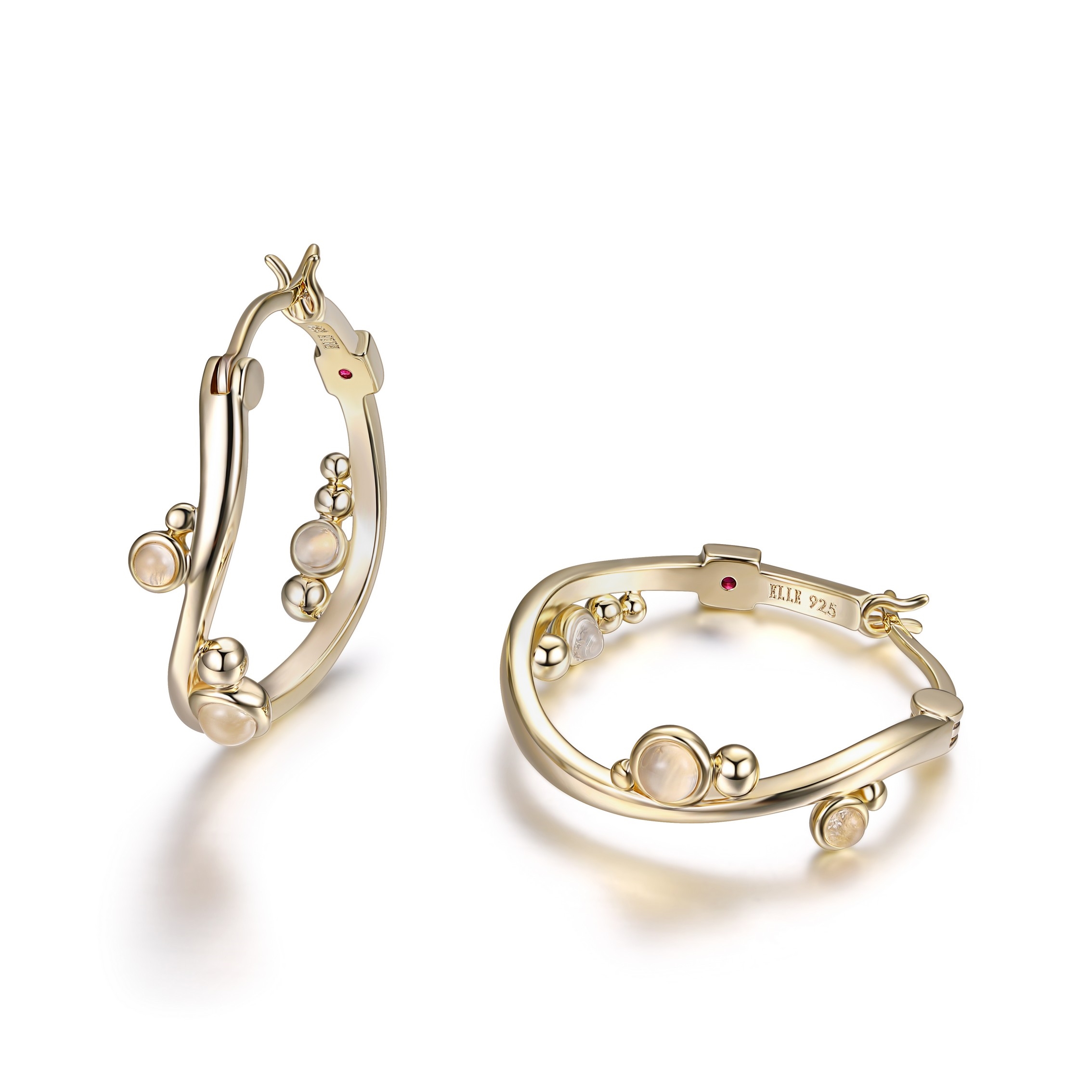 ELLE Pixie Dust White Moonstone Hoop Earrings - Gold