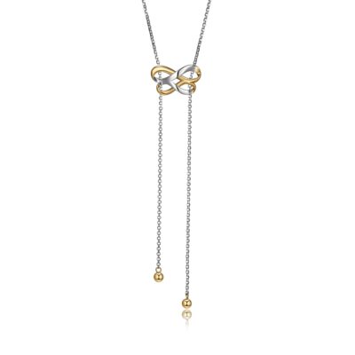 ELLE Infinite Double Infinity Lariat Two Tone Necklace