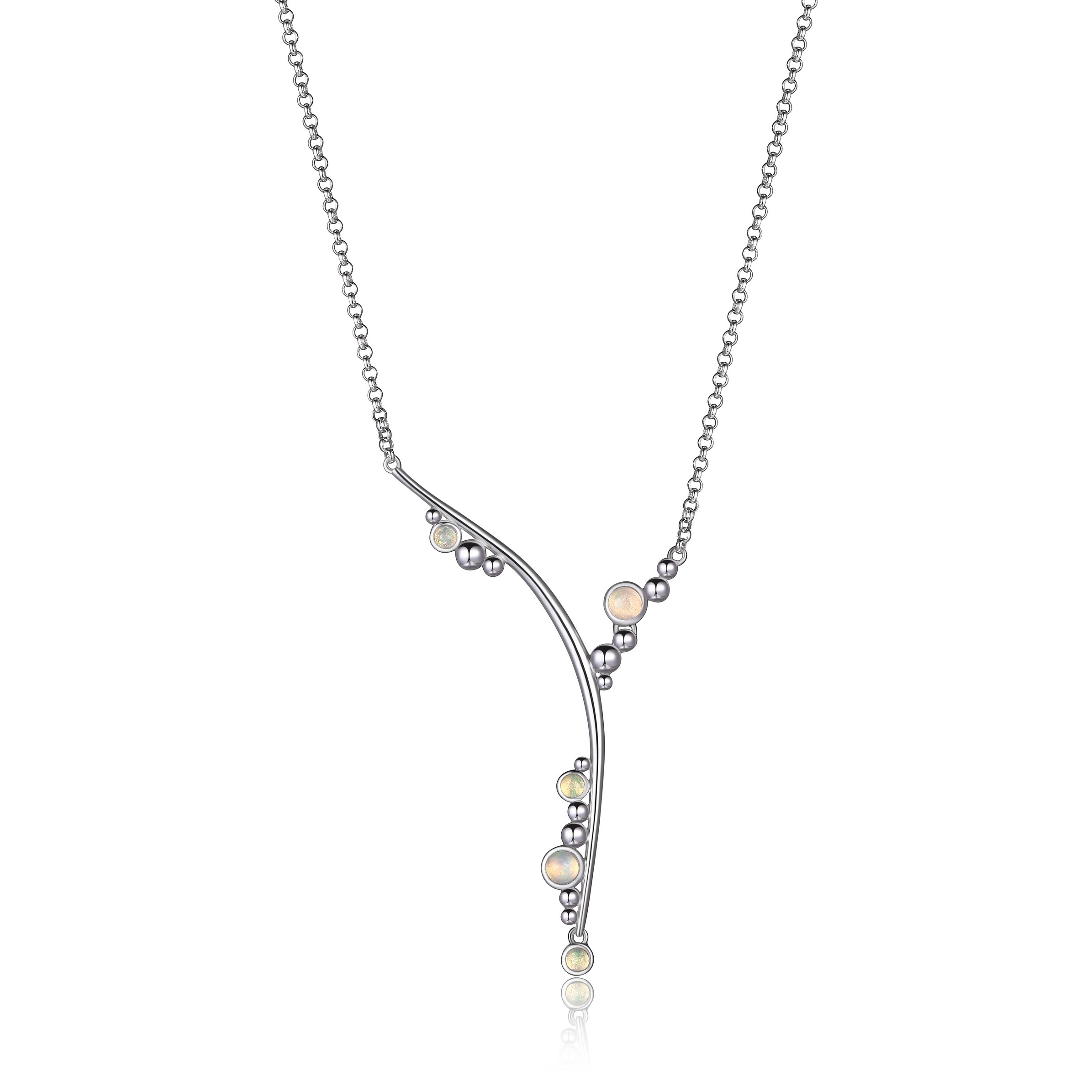 ELLE Pixie Dust Blue Opal Y Necklace - Silver