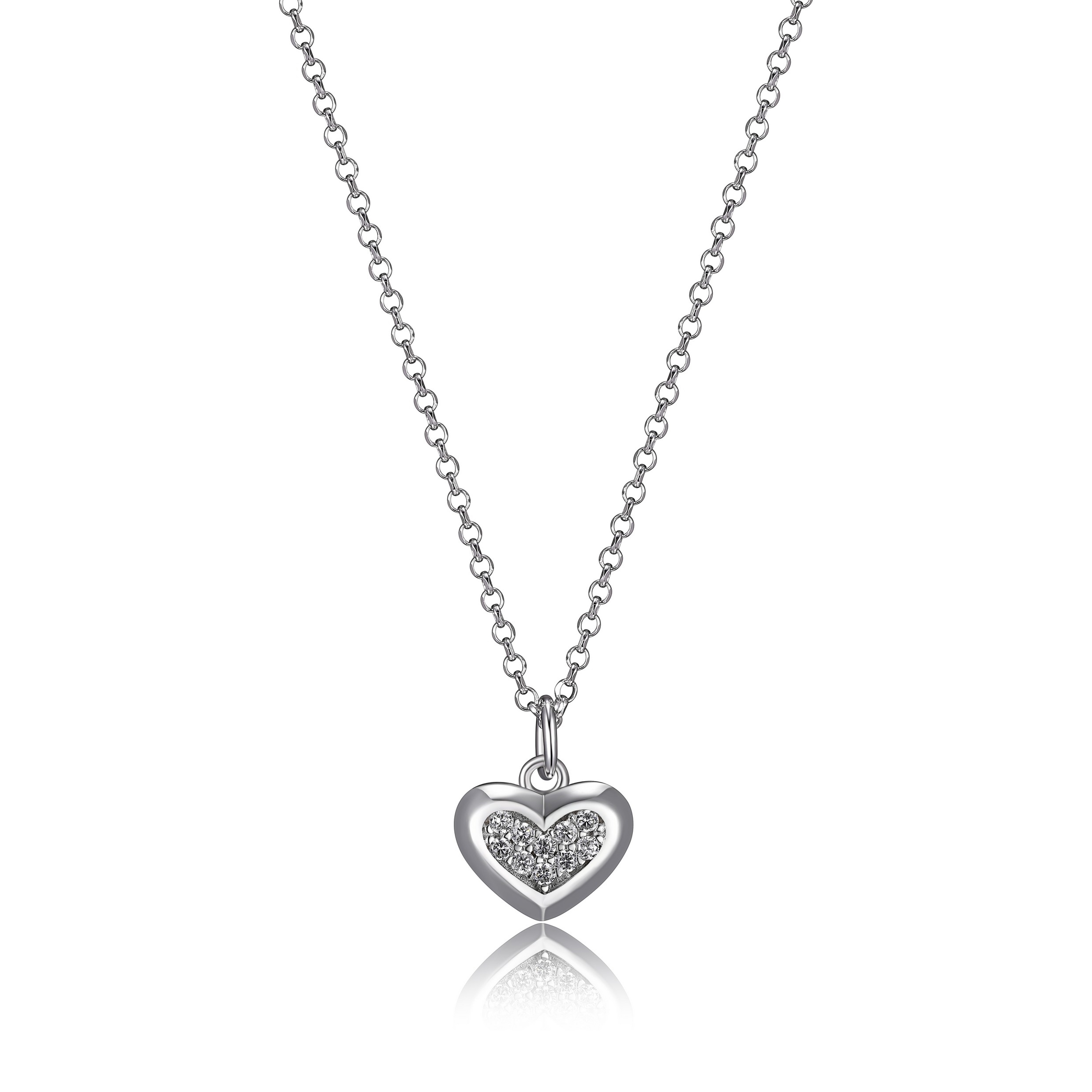 ELLE Scintillation Cubic Zirconia Heart Necklace - Silver