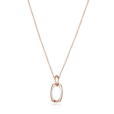 ELLE Aureole Oval Faceted Rolo Chain Necklace - Rose Gold