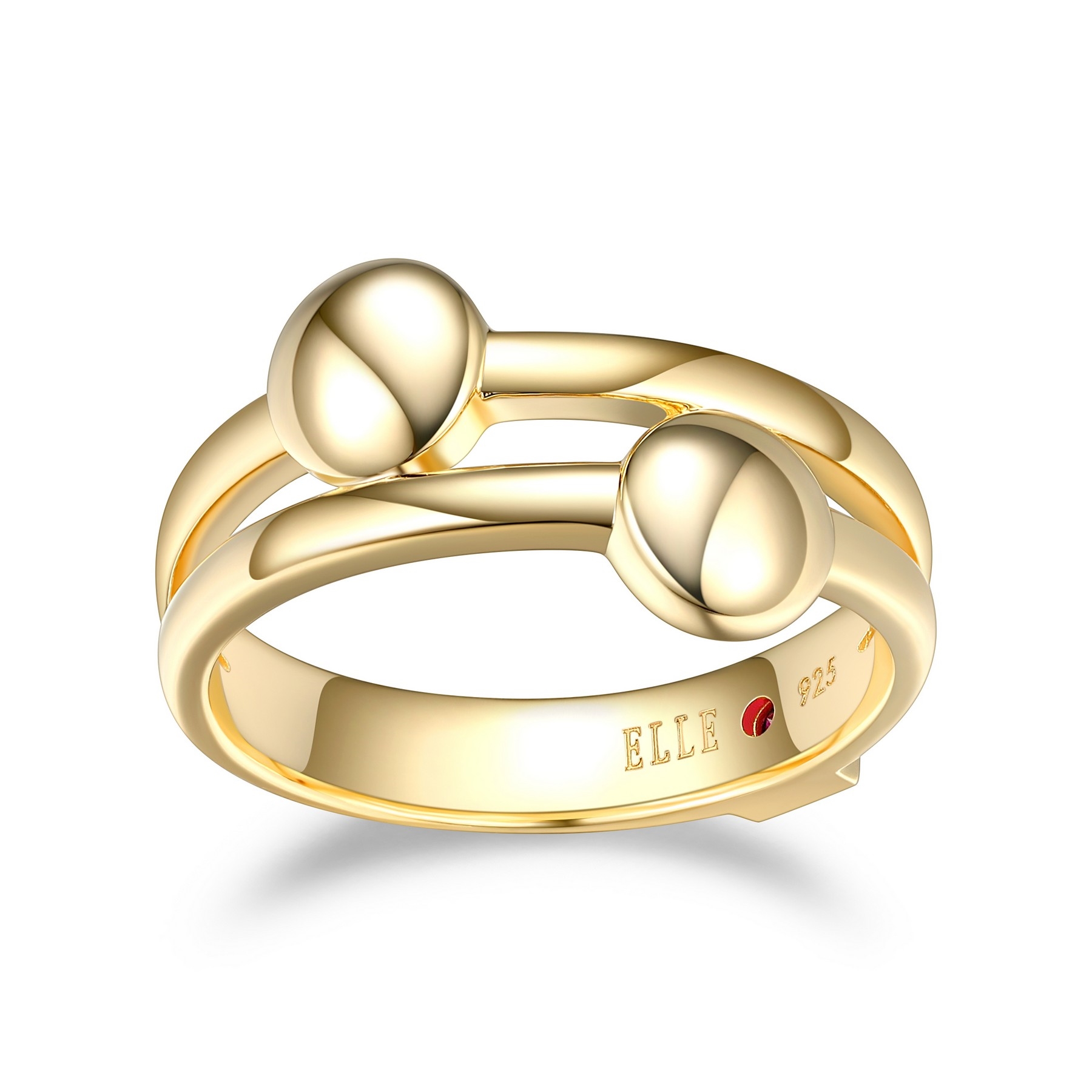 ELLE Lock and Key Dot By Pass Ring Size 6 - Gold