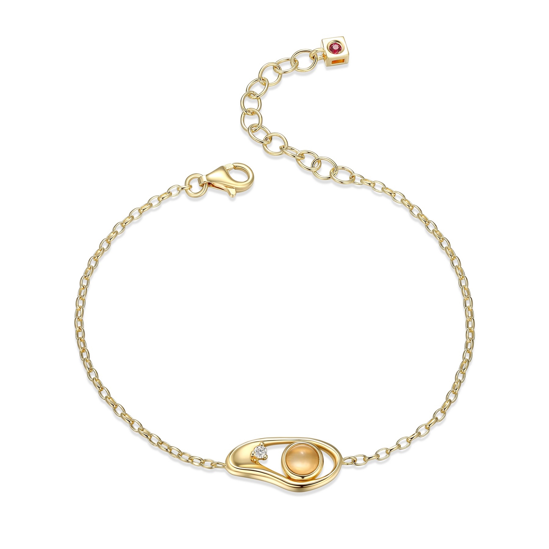 ELLE Satelite Moonstone and Moissanite Bracelet - Gold