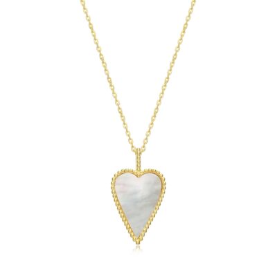 ELLE Long Love Mother of Pearl Heart Necklace - Gold