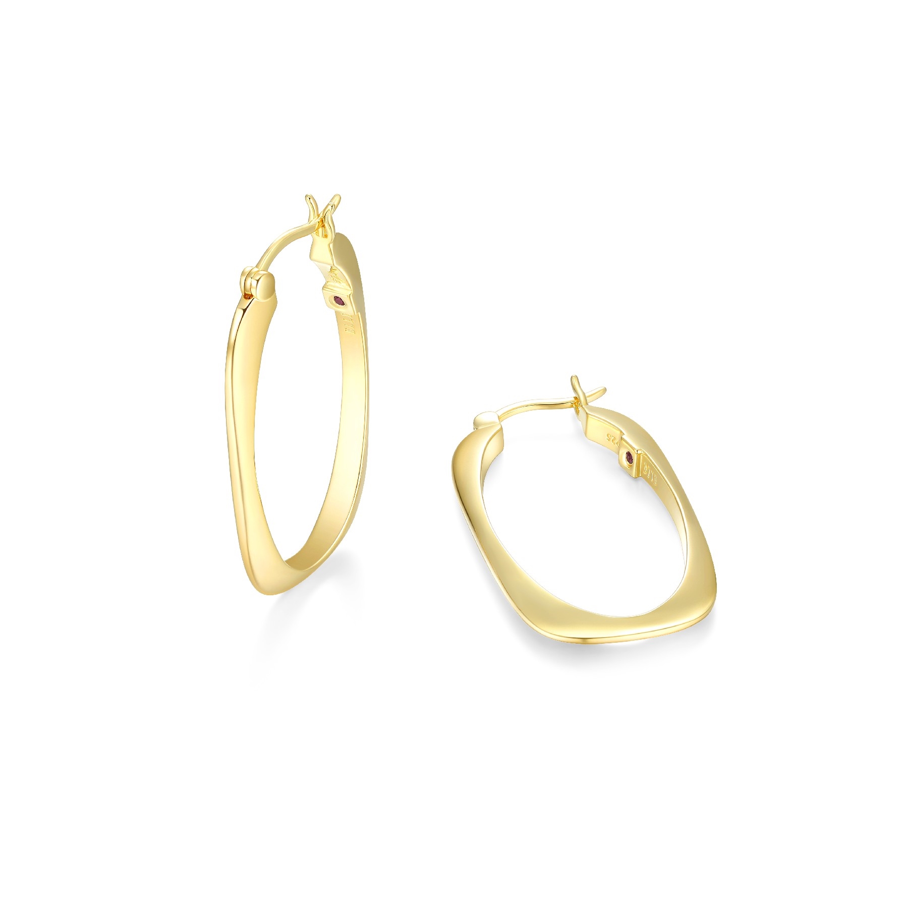 ELLE Allure Cushion Rectangular 35x20mm Hoop Earrings - Gold