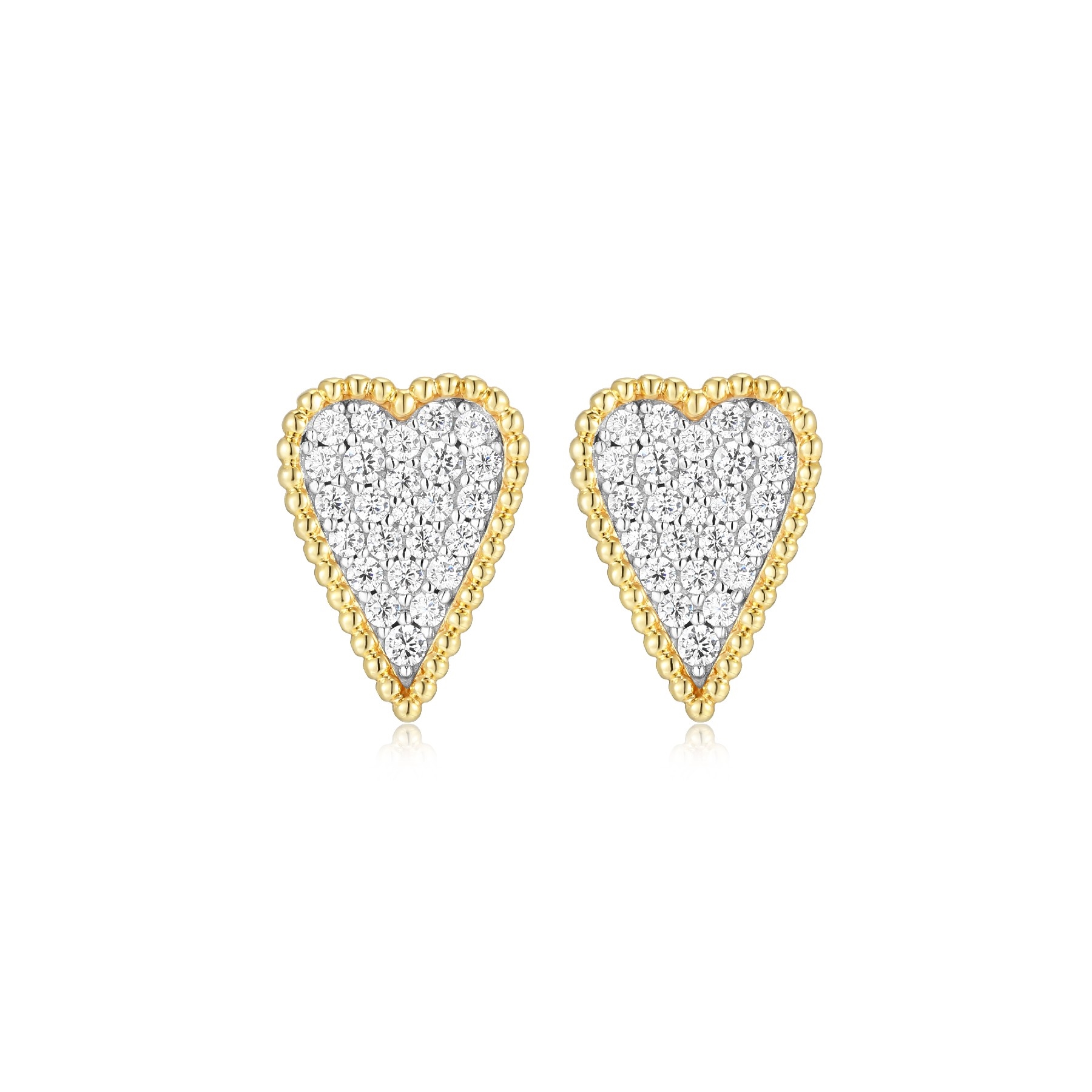 ELLE Long Love Cubic Zirconia Heart Stud Earrings - Gold