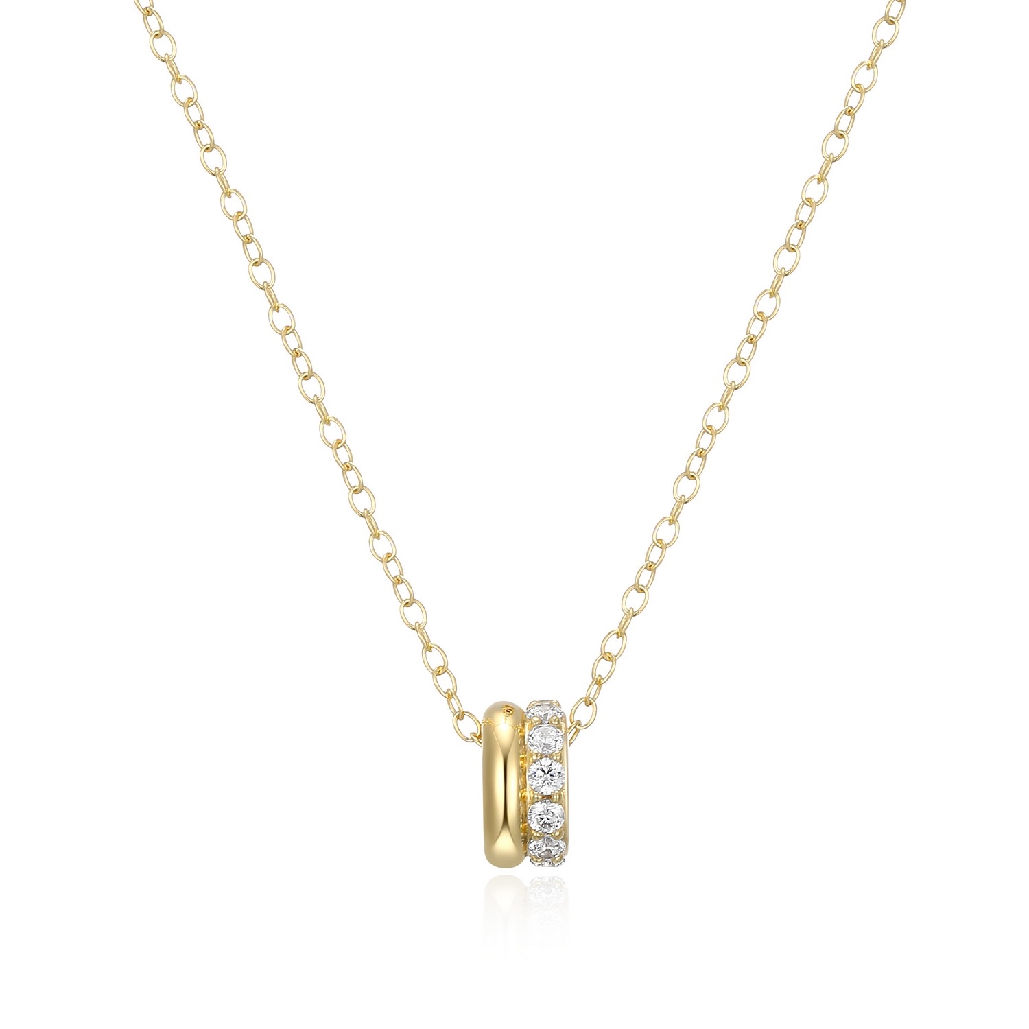 ELLE Goddess  2-Row Circle Cubic Zirconia Necklace - Gold