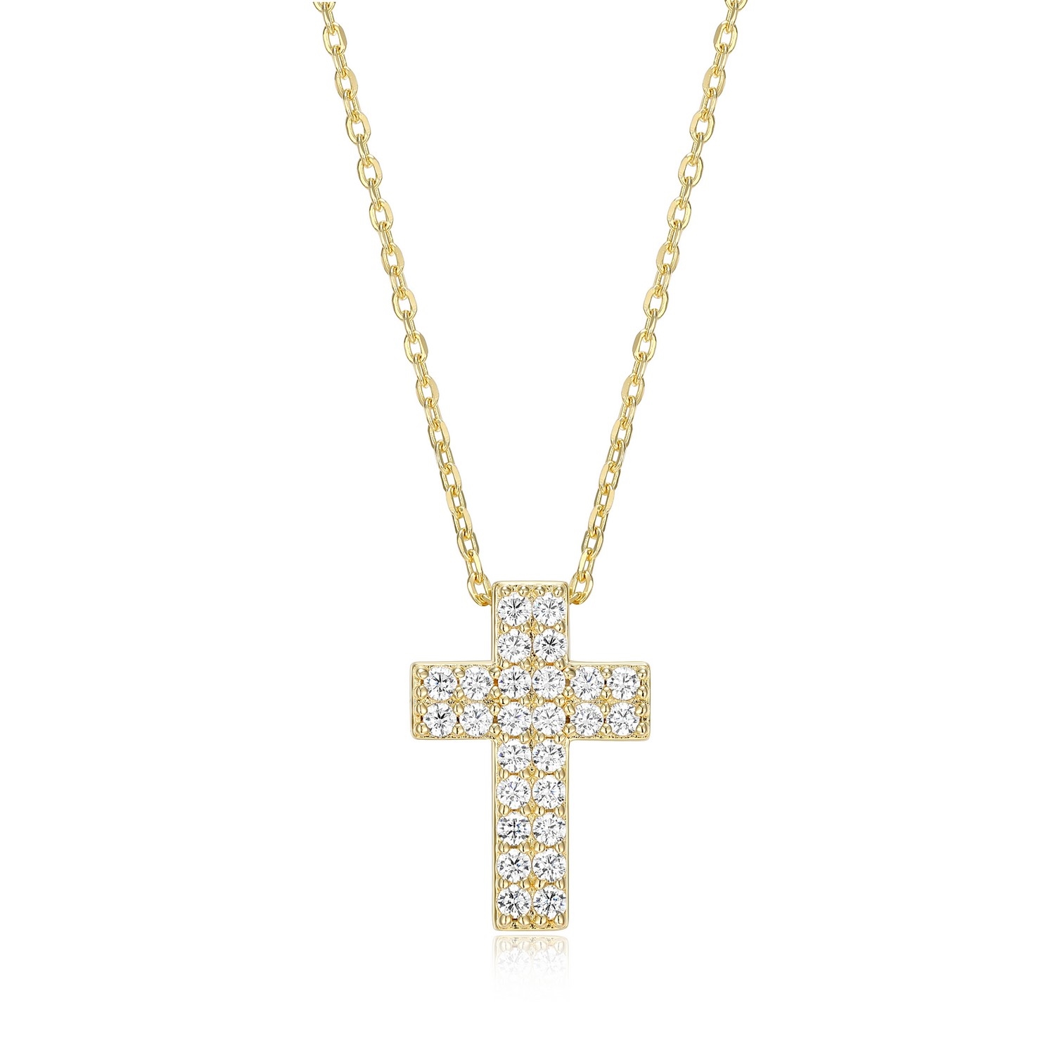 ELLE Humanity Pave Cubic Zirconia Cross Necklace - Gold