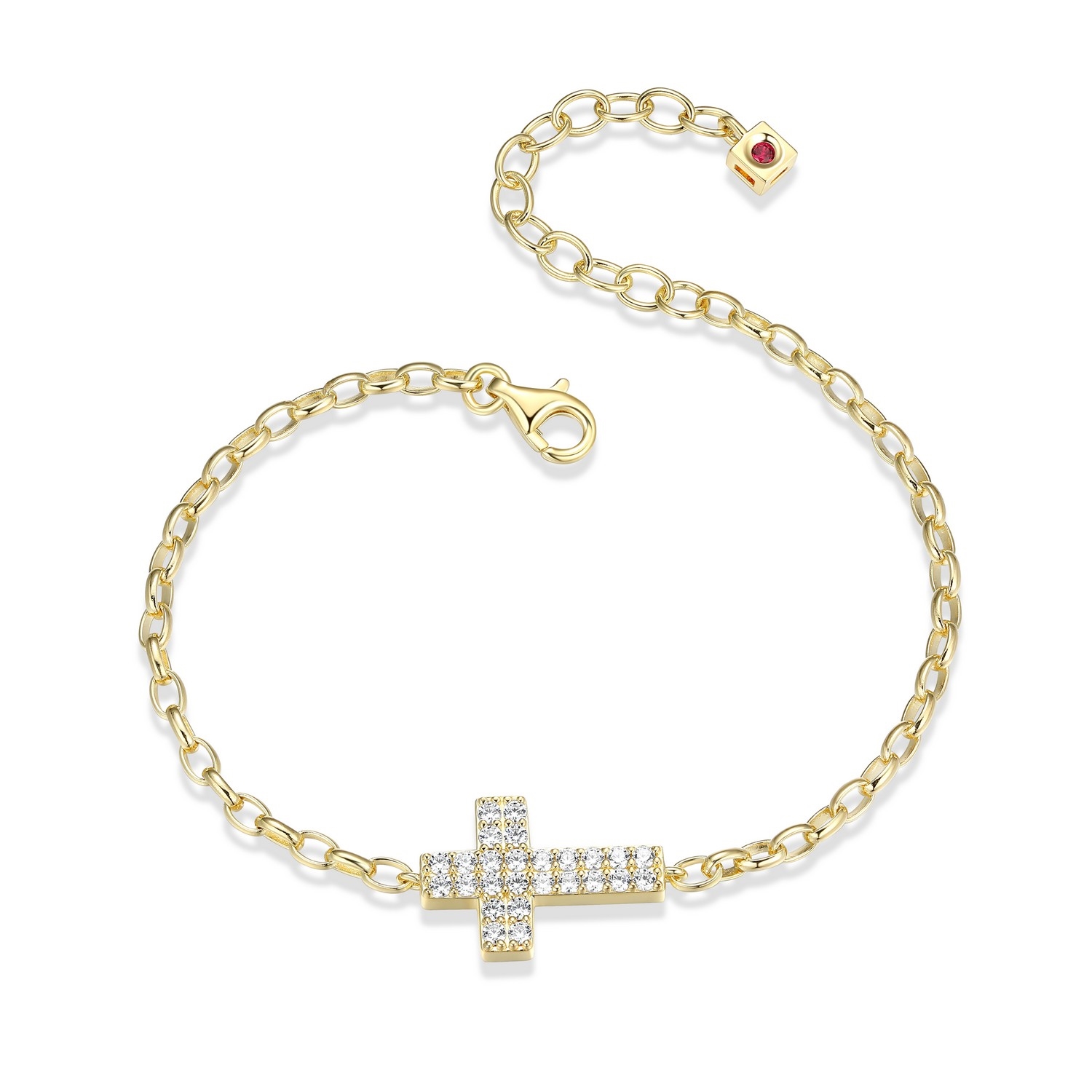 ELLE Humanity Cubic Zirconia Cross Bracelet - Gold