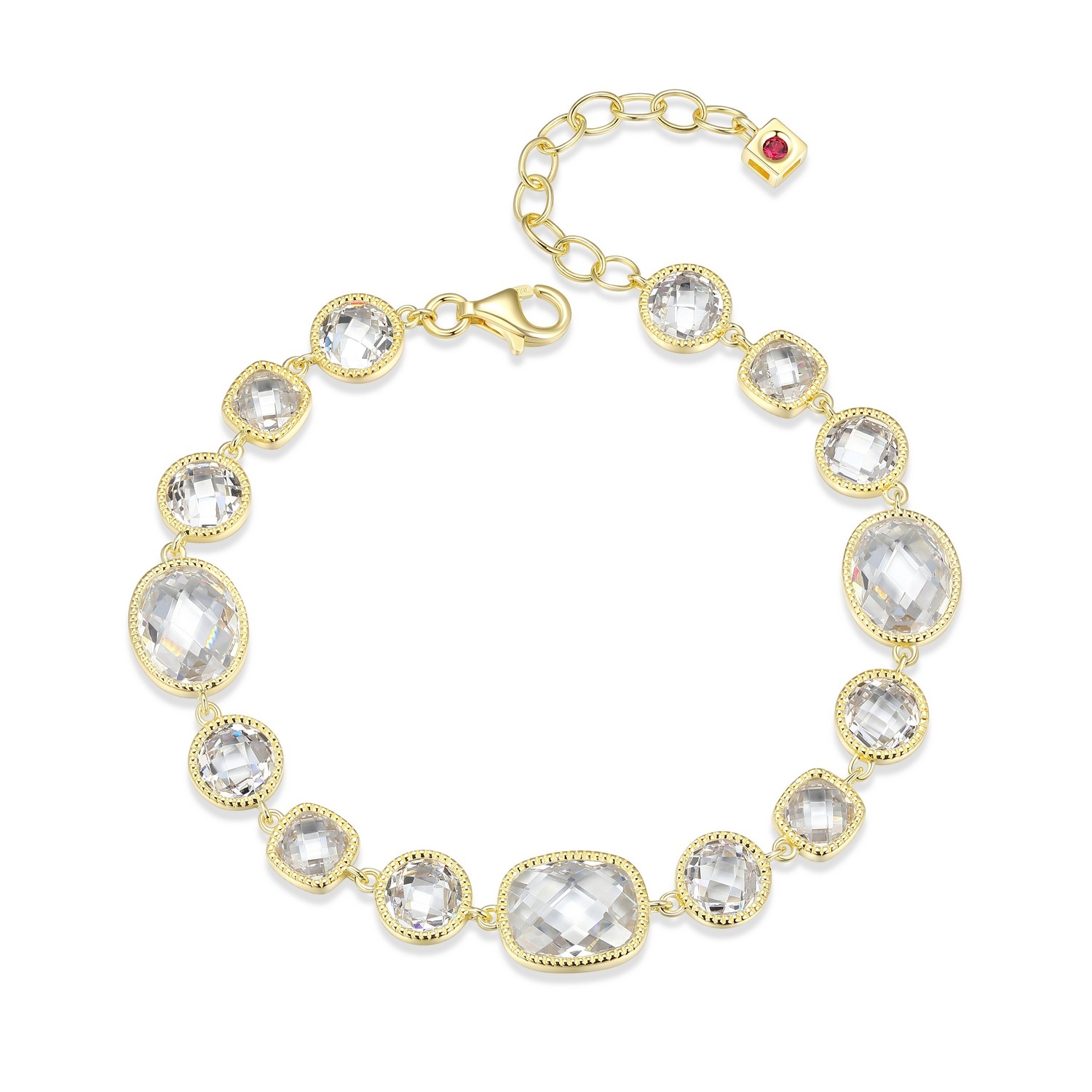 ELLE Essence Checkboard Cut Cubic Zirconia Bracelet - Gold