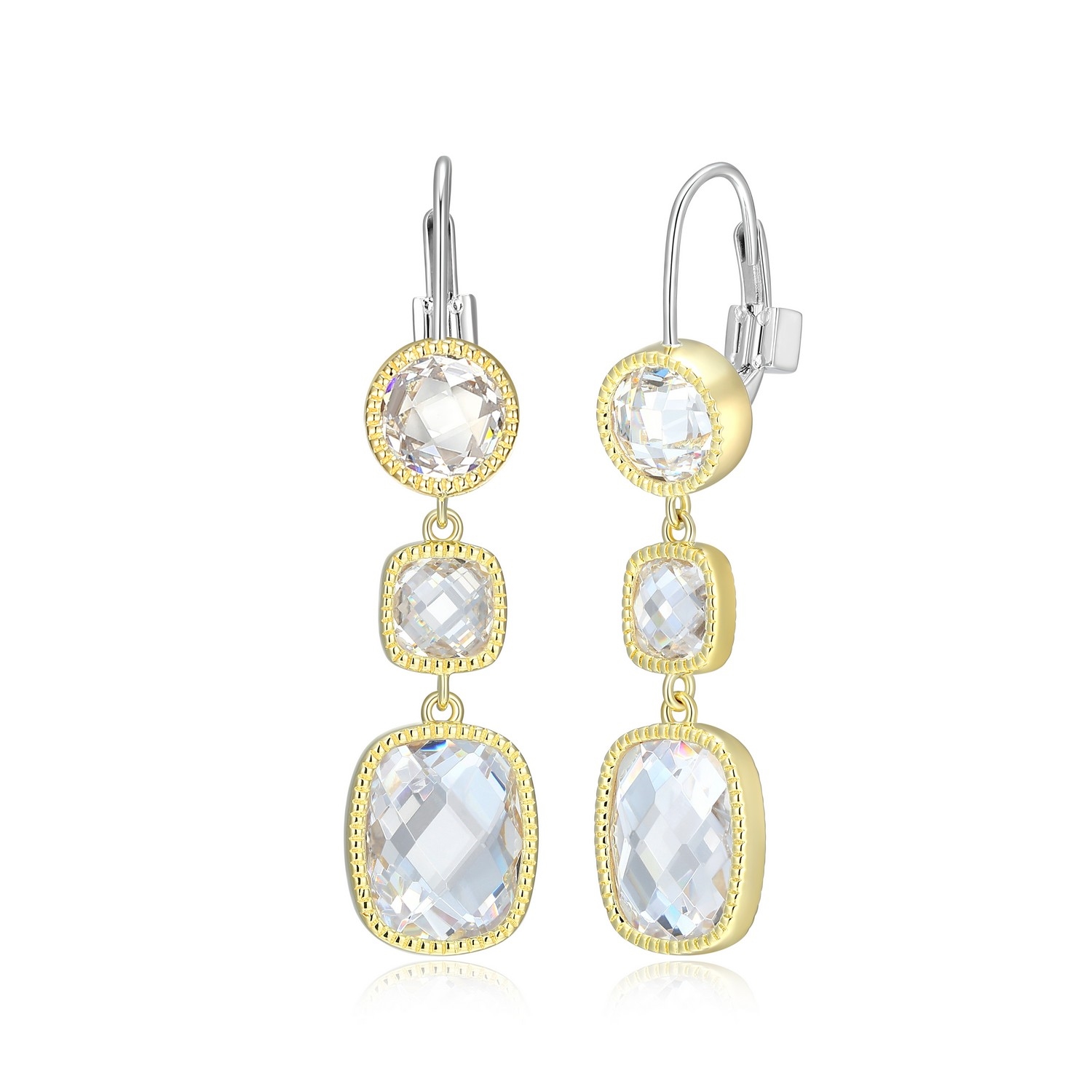ELLE Essence MultI-Shape Checkboard Cut Lever Back Dangle Earrings