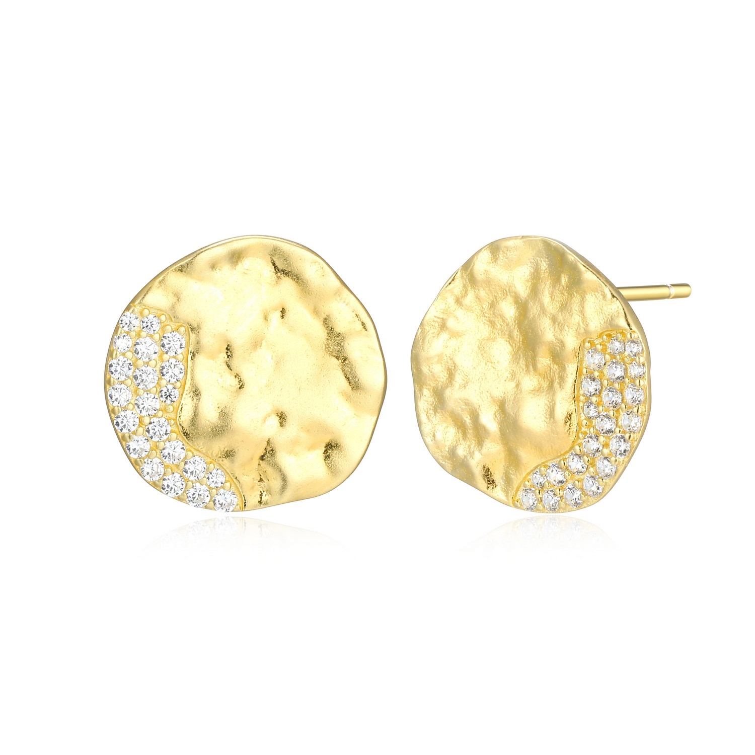 ELLE Galaxy Round Disc Cubic Zirconia Stud Earrings - Gold
