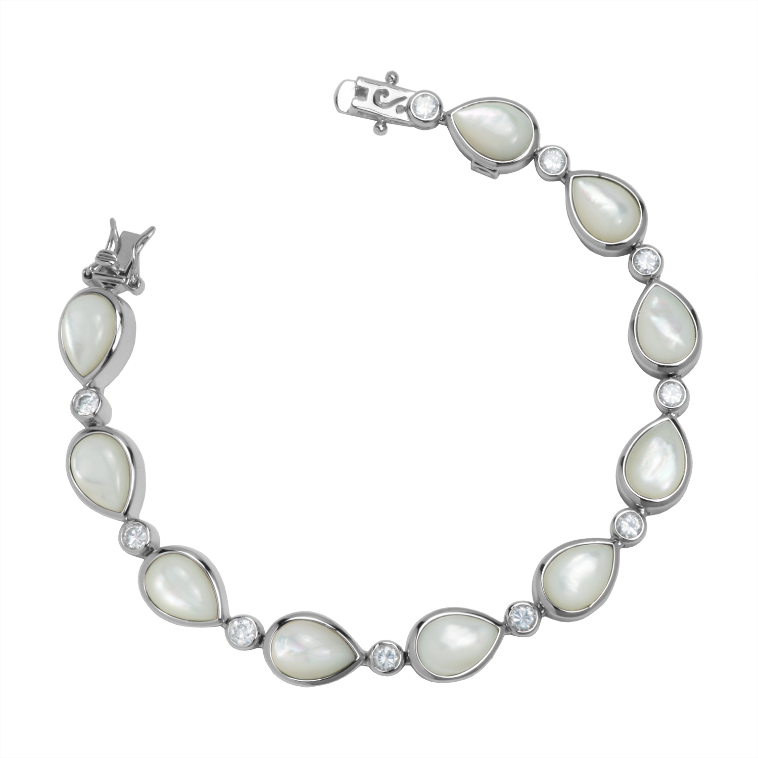 ELLE Mother of Pearl Pear Shaped Bracelet - Silver