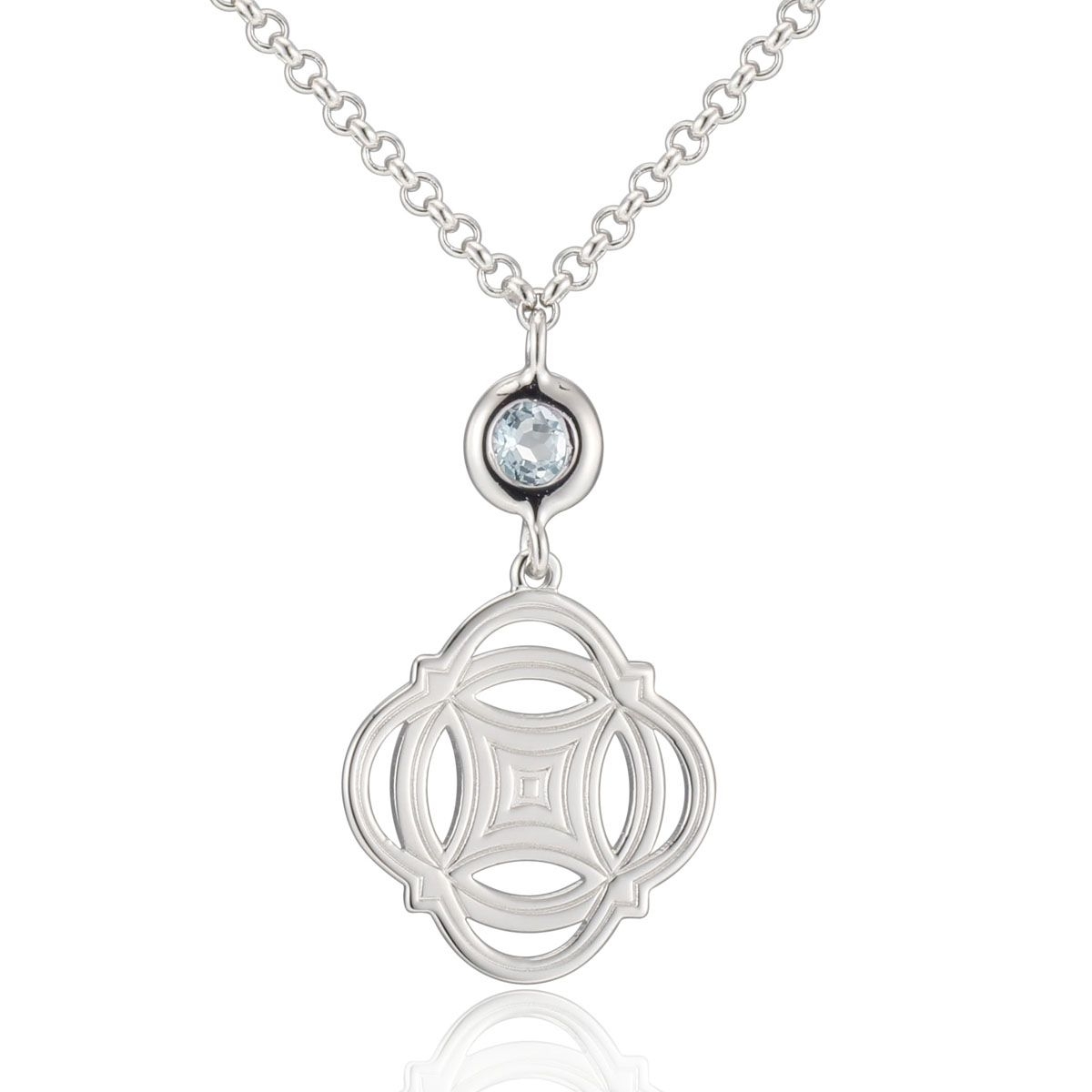 ELLE Destiny Sky Blue Topaz Celtic Necklace - Silver