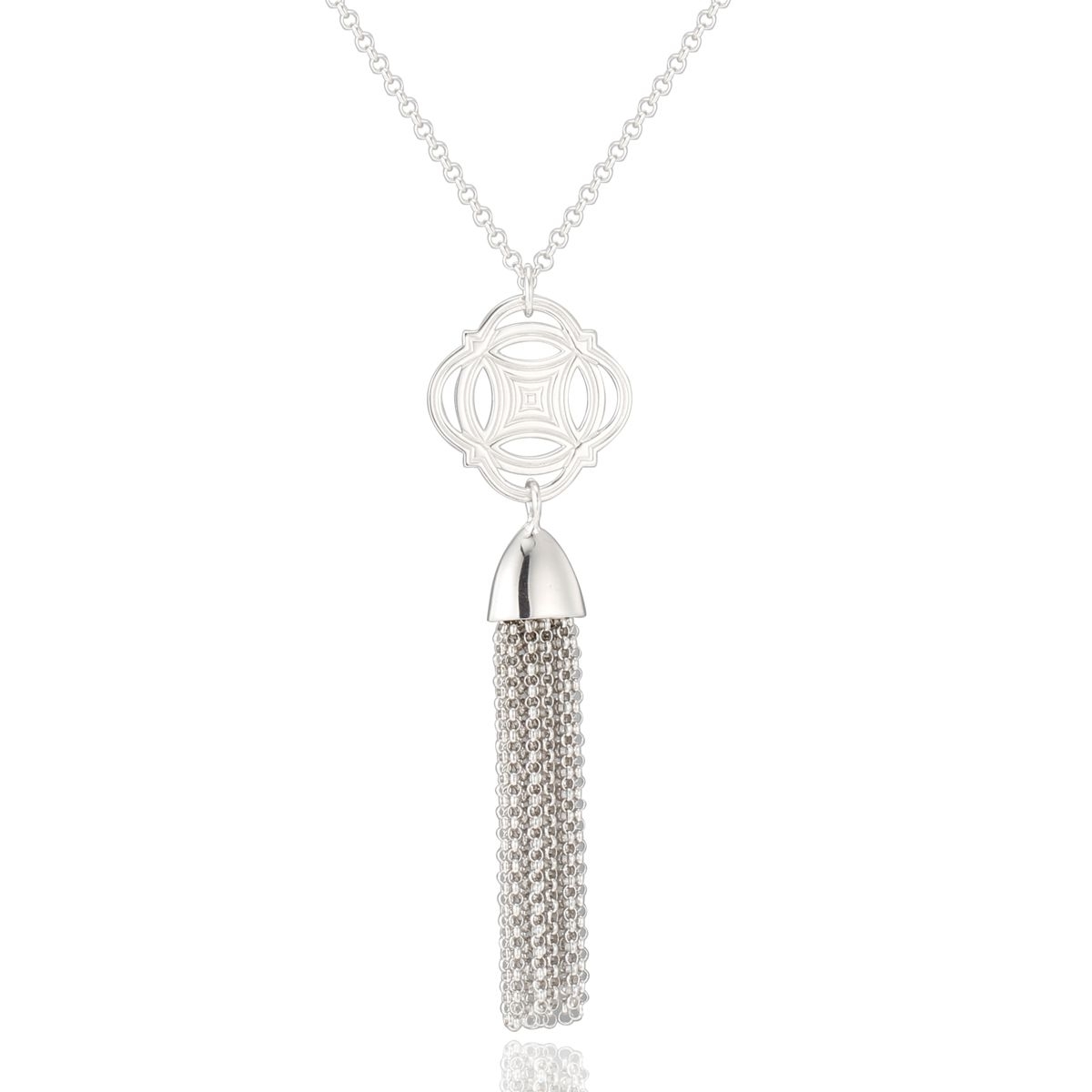 ELLE Destiny Tassle with Rolo Chain Necklace - Silver