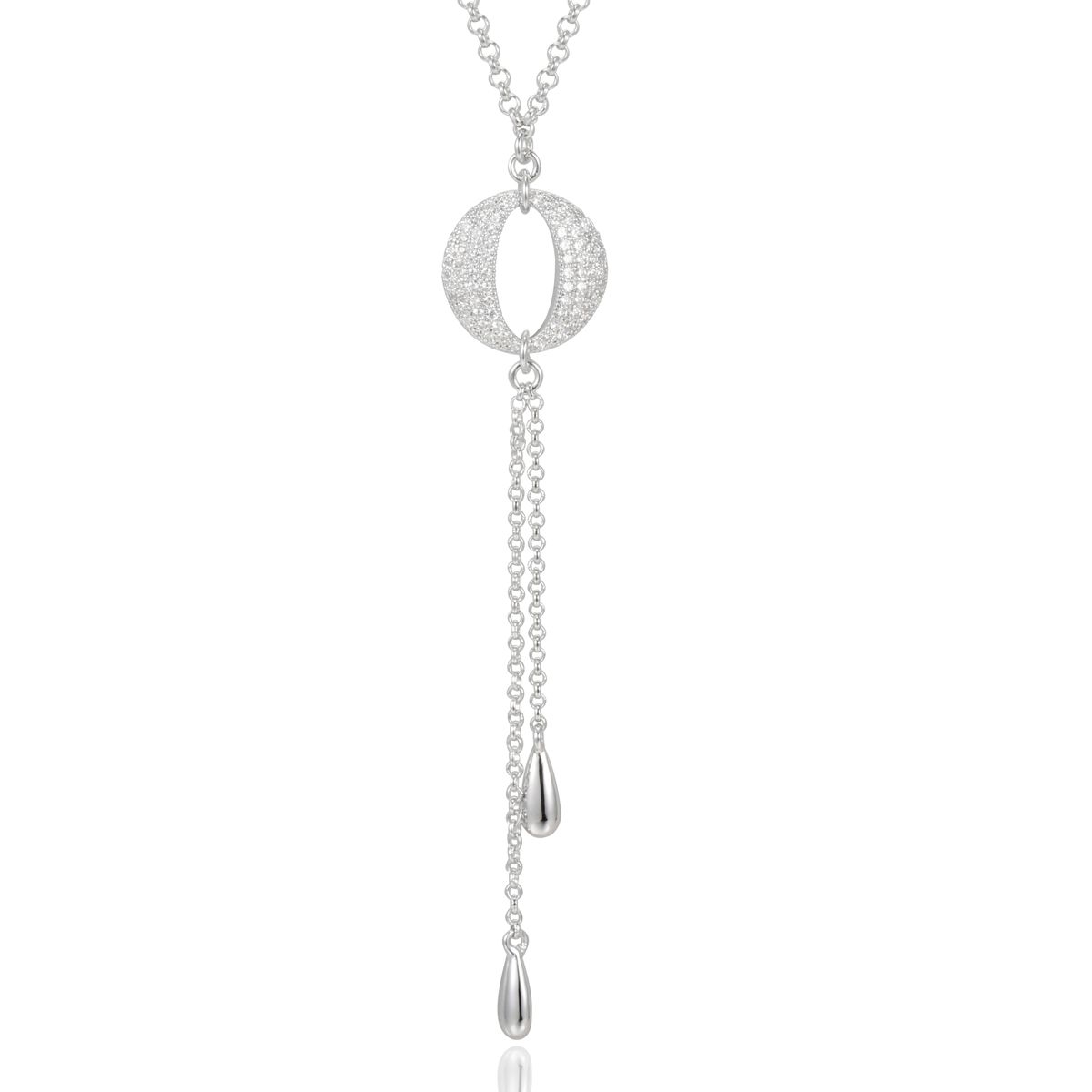 ELLE Portal Cubic Zirconia Micro Pave Necklace - Silver