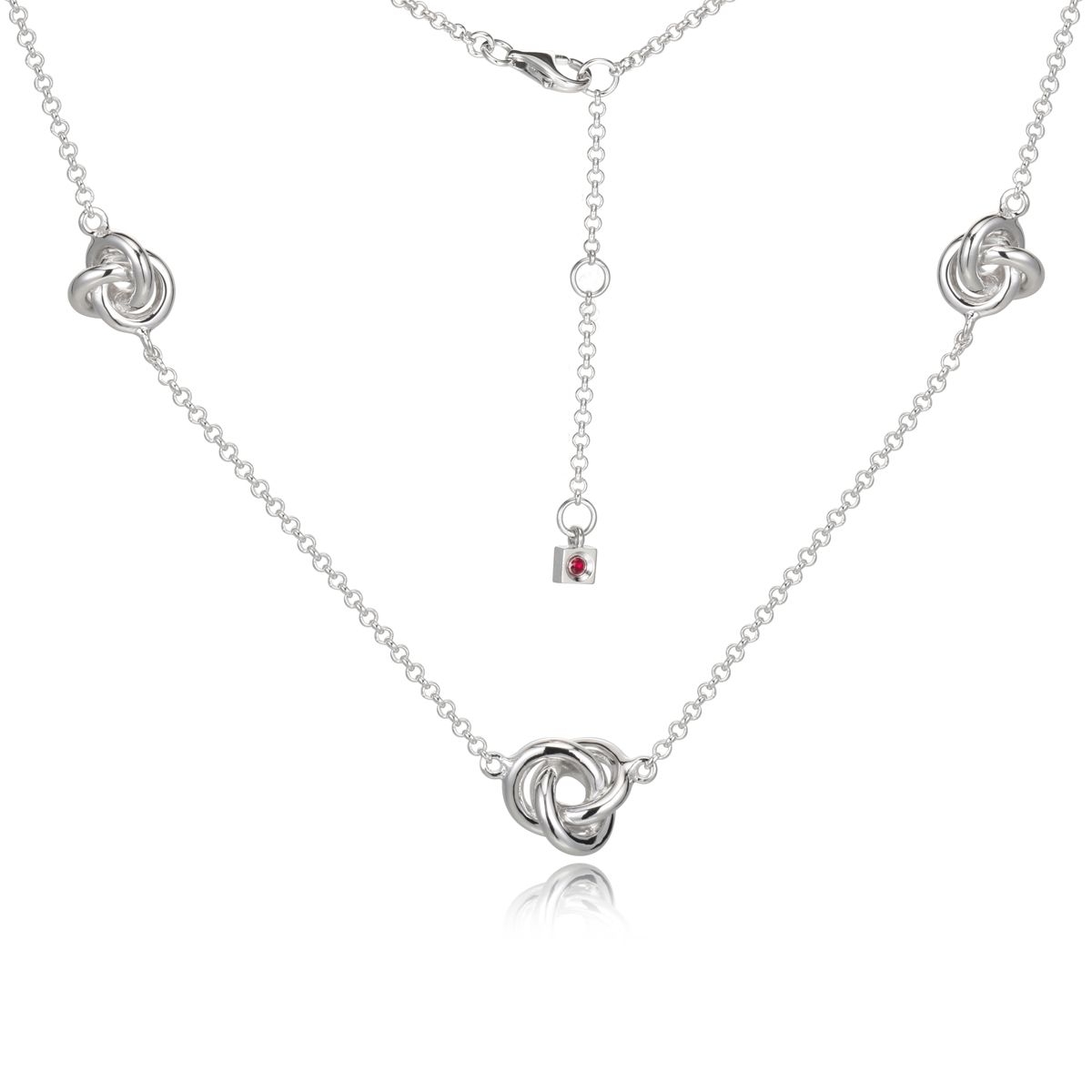 ELLE Three Knots Stations Necklace - Silver