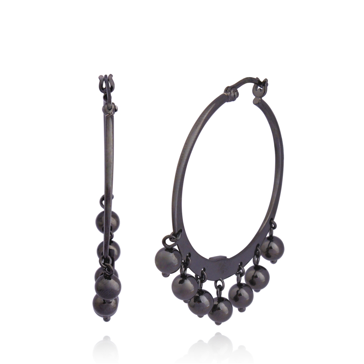 ELLE Elusive Beaded Hoop Earrings - Gunmetal