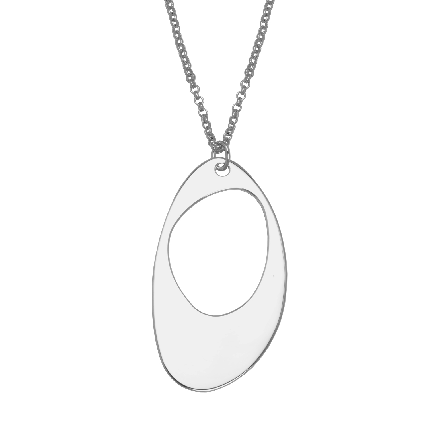 ELLE Escape Big Oval Pendant Necklace - Silver