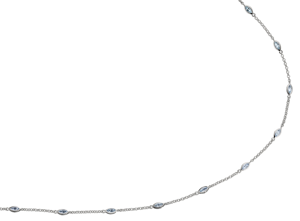 ELLE Ambrosia Sky Blue Topaz Station Necklace - Silver