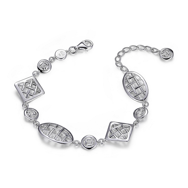ELLE Secret Garden Basket Detail Bracelet Size 6.5 - Silver