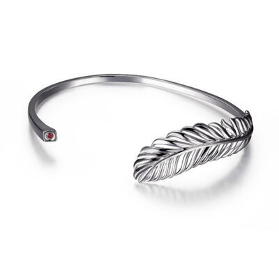 ELLE Plume Feather Cuff Size 7.25 - Silver