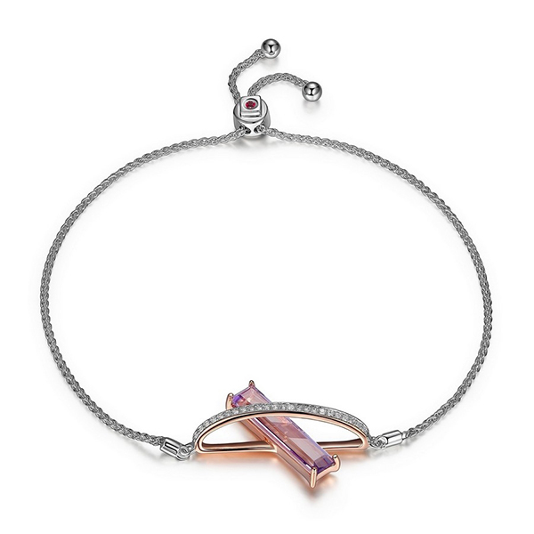 ELLE Revolution Cubic Zirconia Mystic Quartz Bolo Bracelet  Size 9 - Silver