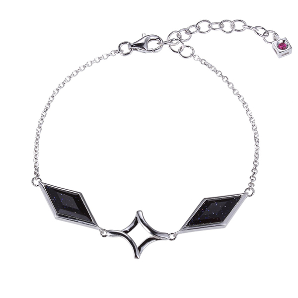 ELLE Stellar Diamond Shape Blue Gold Stone Bracelet Size 6.75 - Silver