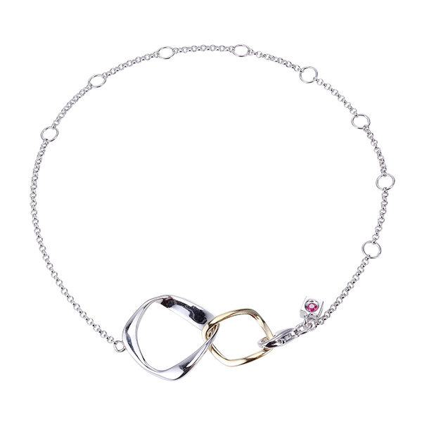 ELLE Mobius Twisted Circle Two Tone Adjustable Bracelet Size 9.25