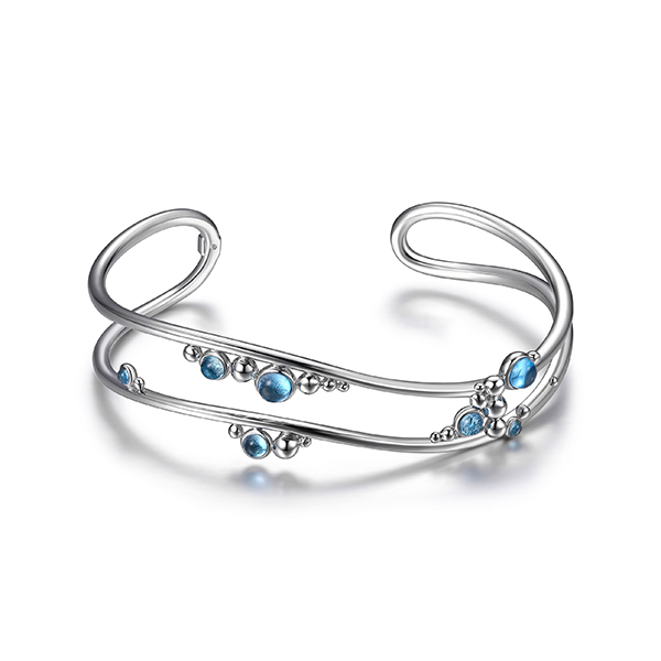 ELLE Pixie Dust Topaz Large Cuff Bangle Size 6.75 - Silver